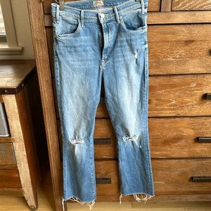 MOTHER Blue Distressed Ankle Jeans
